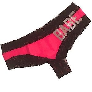 PINK Victoria’s Secret BABE Extra Low Rise Cheeky- Cotton with Lace Trim, Medium